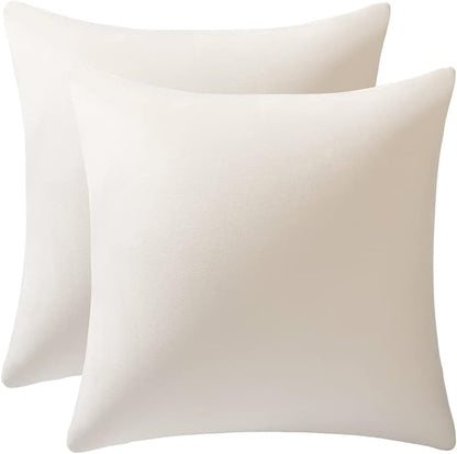 Couch Pillow Covers 24x24 Cream: 2 Pack Cozy Soft Velvet Square Throw Pillow by DEZENE