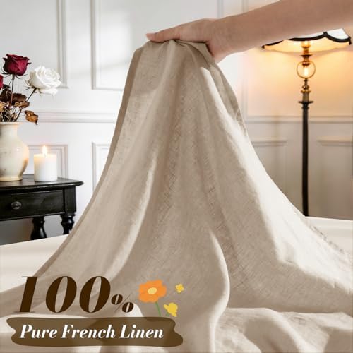 sonoro kate 100% french linen king size sheets shown in use