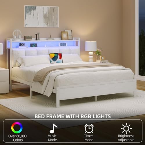 immerstable full size bed frame with led lights, close-up detail