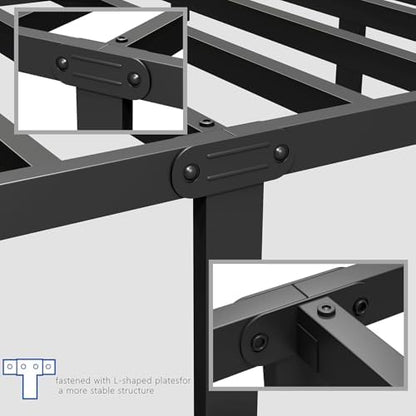 zizin twin size metal bed frame with headboard, side view