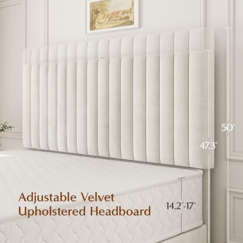 50" tall queen bed frame with adjustable headboard, close-up detail