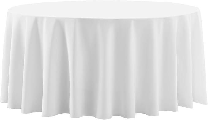 Round Tablecloth 120 Inch 1Pack White Tablecloths Washable Decorative Linen by AOCOZHomeLifeMuseum