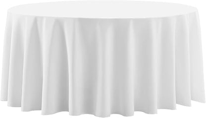 Round Tablecloth 120 Inch 1Pack White Tablecloths Washable Decorative Linen by AOCOZHomeLifeMuseum