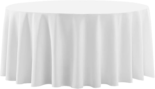Round Tablecloth 120 Inch 1Pack White Tablecloths Washable Decorative Linen by AOCOZHomeLifeMuseum