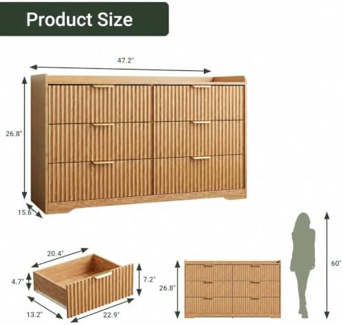 ourpic fluted modern 6 drawer dresser for bedroom shown in use