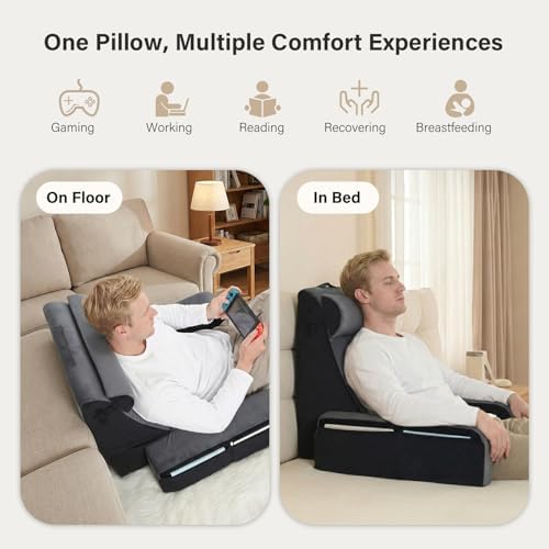 vekkia 25" reading pillow for bed with xl, side view
