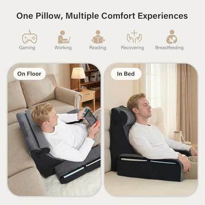vekkia 25" reading pillow for bed with xl, side view