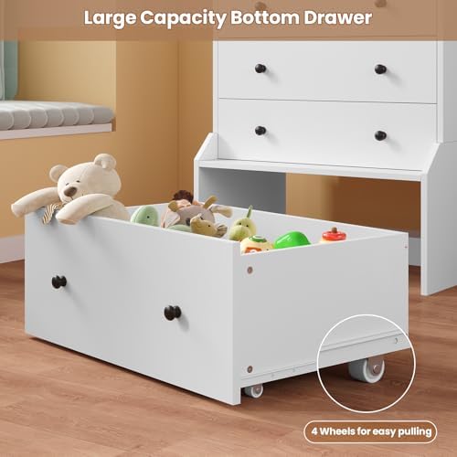 adorneve tall 6 drawer white modern dresser showing dimensions