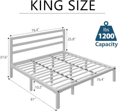 lovinson king size metal bed frame with headboard shown in use