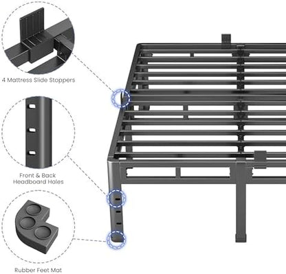 nkz queen size metal platform bed frame, 18 on a desk or shelf