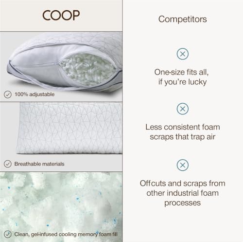 coop home goods eden cool adjustable pillow, king, front angle view