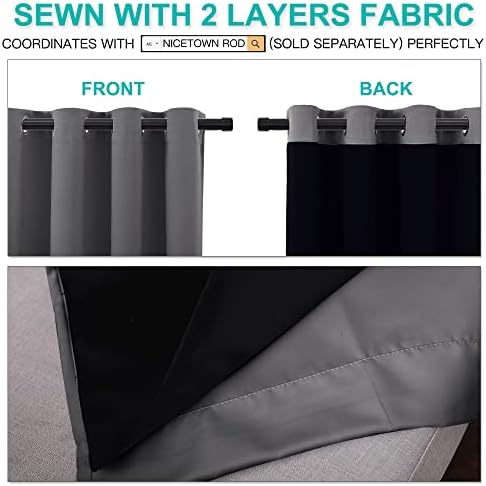 nicetown grey full shade curtain panels for dining showing dimensions
