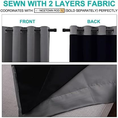 nicetown grey full shade curtain panels for dining showing dimensions