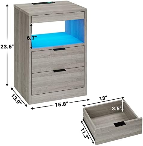 tiptiper led nightstand with wireless charging station, farmhouse, close-up detail