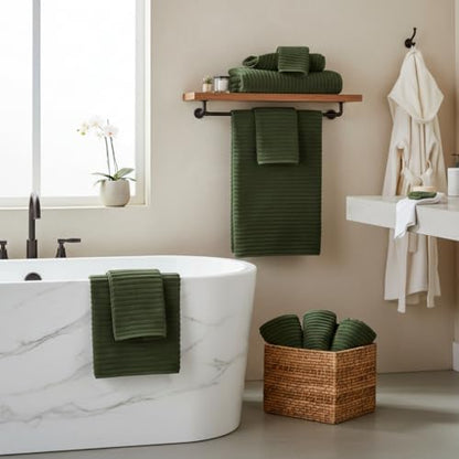 6 piece bath towel set, 30"x60" towels, olive showing dimensions