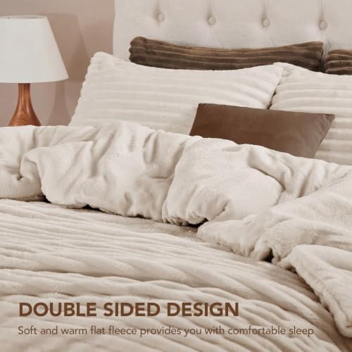 hyleory fluffy queen comforter set 3 pieces, side view