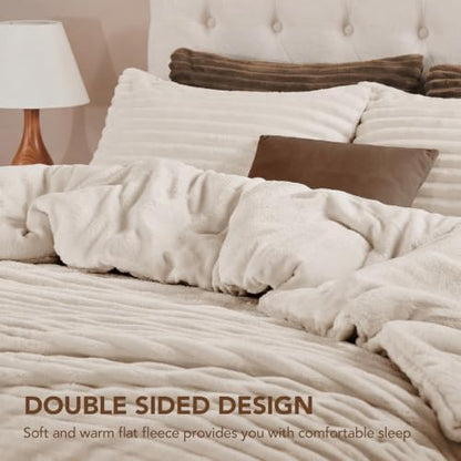 hyleory fluffy queen comforter set 3 pieces, side view