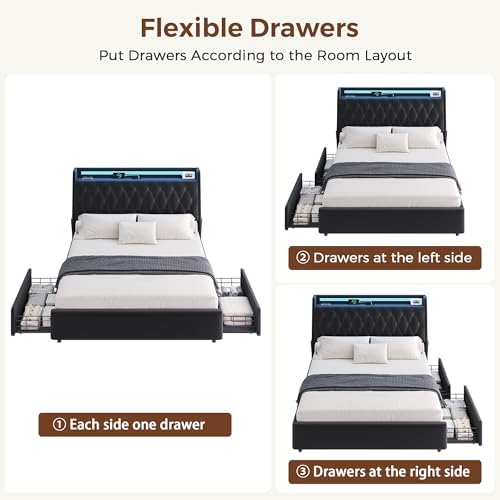 queen led velvet bed frame with 2 storage on a desk or shelf