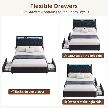 queen led velvet bed frame with 2 storage on a desk or shelf