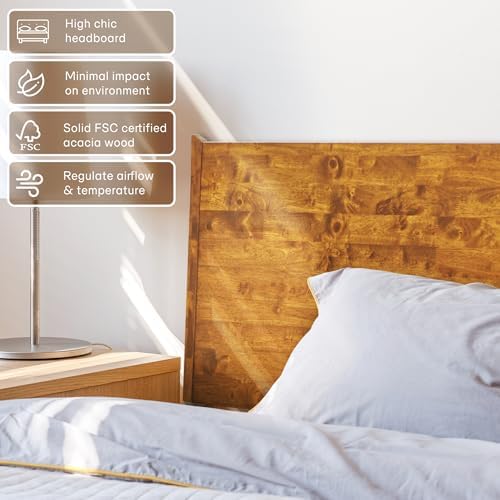 acacia haven queen bed frame and headboard, platform showing dimensions