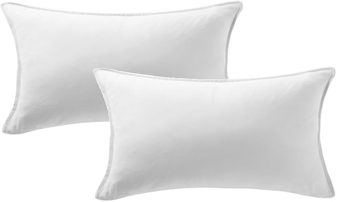 Fancy Homi Set of 2 Pure White Lumbar Decorative Throw Pillow Covers 12x20 Inch by Fancy+Homi