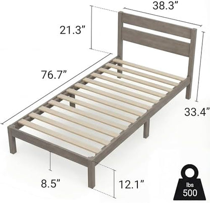 lifement twin bed frame with headboard classic wood, package contents