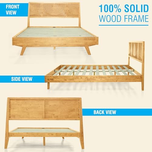 acacia harmony king solid wood platform bed frame on a desk or shelf