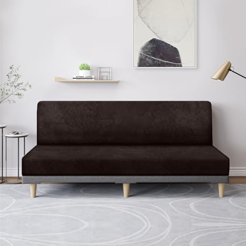 molasofa leather like stretch futon slipcover armless sofa on a desk or shelf