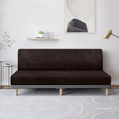 molasofa leather like stretch futon slipcover armless sofa on a desk or shelf