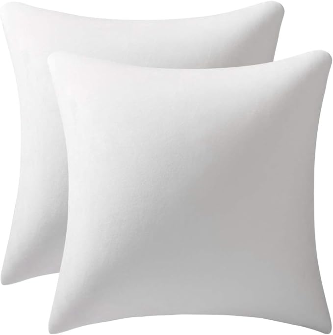 Decorative Pillow Cases 24x24 White: 2 Pack Cozy Soft Velvet Square Throw by DEZENE