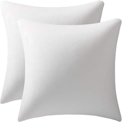 Decorative Pillow Cases 24x24 White: 2 Pack Cozy Soft Velvet Square Throw by DEZENE