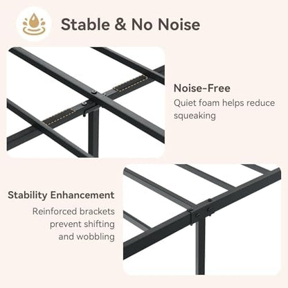 immerstable queen bed frame, 51.2" tall industrial headboard, side view
