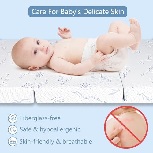 Mochen Pack and Play Mattress,38x26 Trifold Dual-Sided Memory Foam