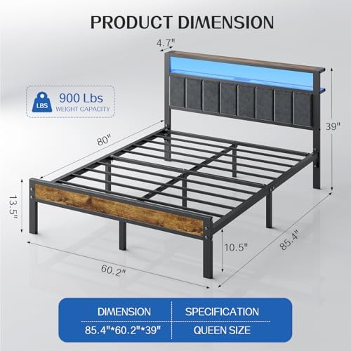 liians queen size bed frame with 2-tier storage shown in use