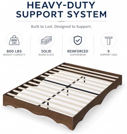 garvee twin wood platform bed frame, wood bed showing dimensions