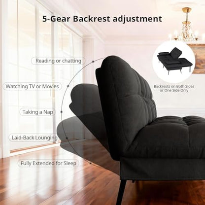 comhoma 72″ convertible futon sofa bed, adjustable backrest on a desk or shelf