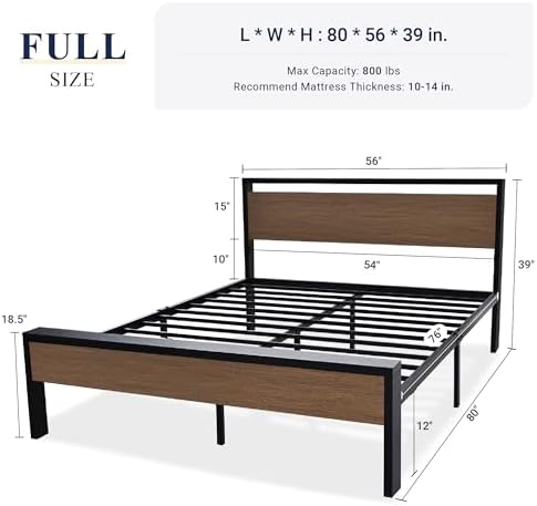 allewie full size bed frame, heavy duty 12 shown in use