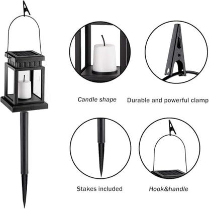 GIGALUMI 8 Pack Solar Halloween Lanterns Outdoor, Candle Lights with Stakes