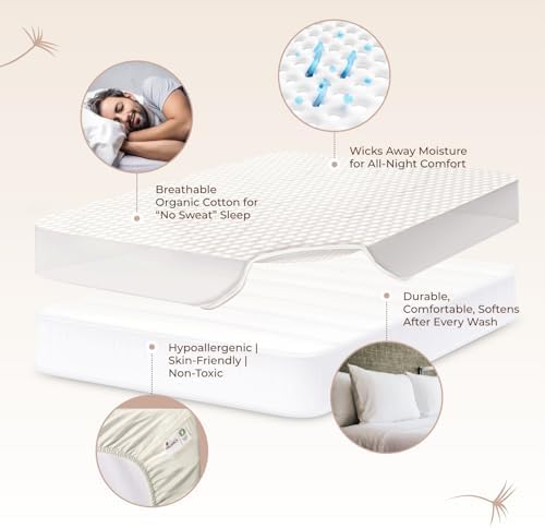 whisper organics 100% cotton organic quilted mattress pad, close-up detail