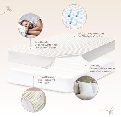 whisper organics 100% cotton organic quilted mattress pad, close-up detail