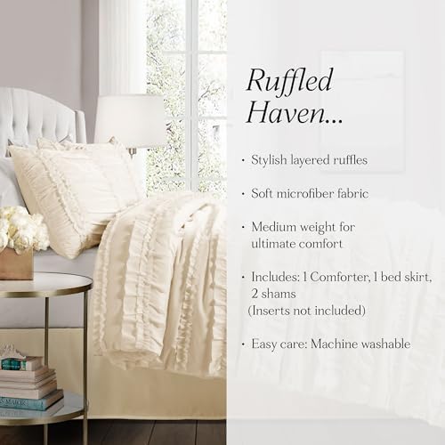 lush decor c07815p13 belle ivory comforter (96 x on a desk or shelf