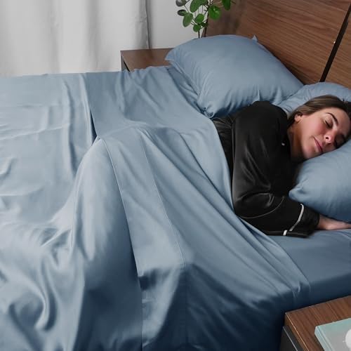accuratex cooling sheets for hot sleepers, queen size,dusty shown in use