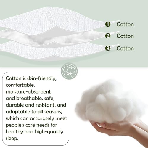 white 100% cotton queen size quilt bedding set shown in use