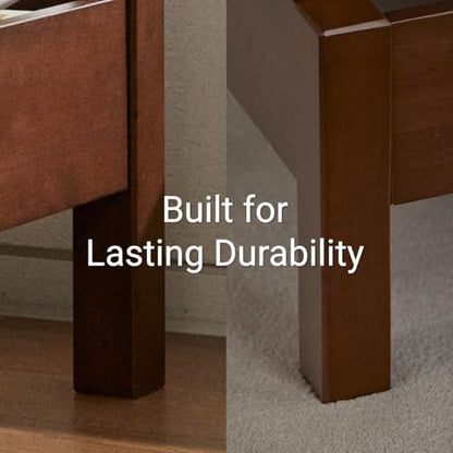 lifement queen bed frame signature wood platform, noise, side view