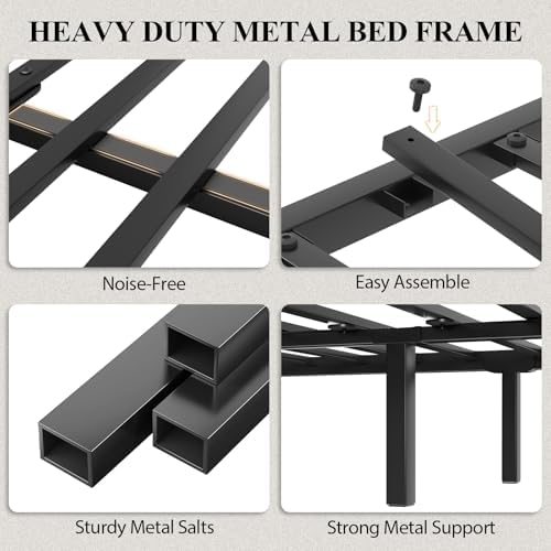 queen size bed frame with storage headboard and, view 9
