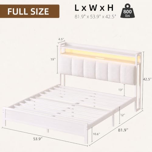 immerstable full size bed frame with led lights shown in use