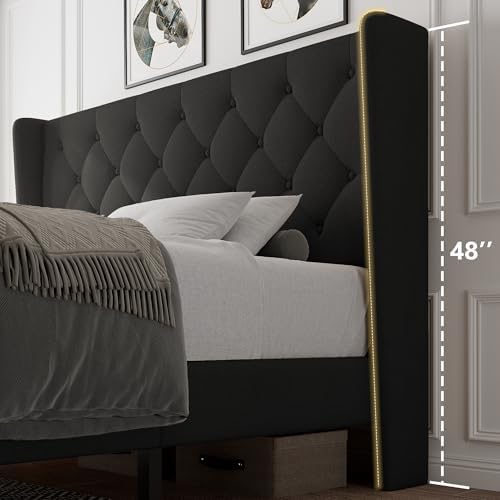 ipormis full size platform bed frame with button on a desk or shelf
