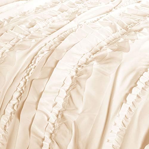 lush decor c07815p13 belle ivory comforter (96 x, close-up detail