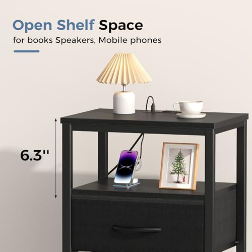 dumos night stand set 2 with charging station, close-up detail
