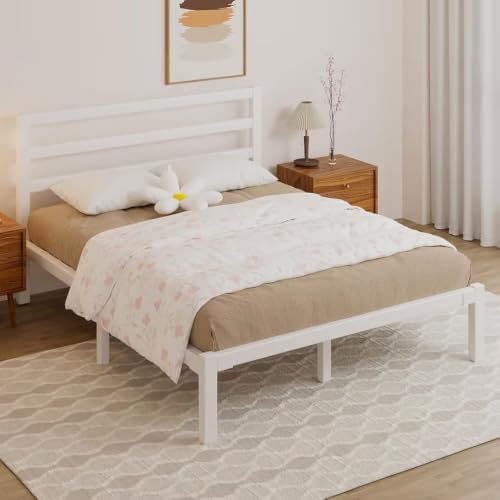 queen metal platform bed frame with headboard, stable, view 9